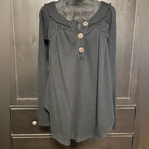 We The Free Black Tunic with Button Details